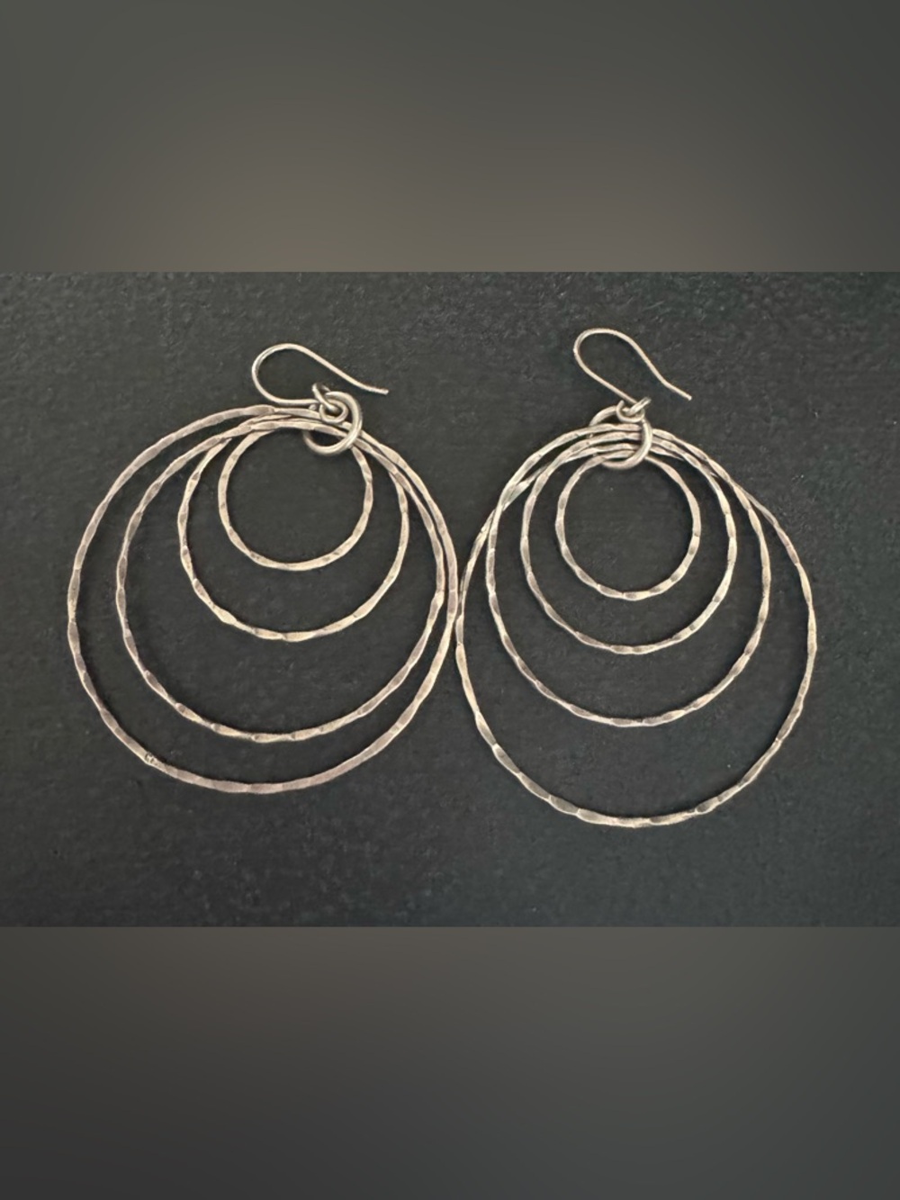 Hammered Multi-Hoop Silver Drop Earrings - Silver